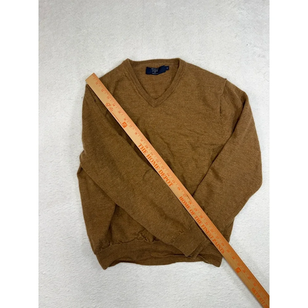 J.Crew Mens XL Merino Wool V-Neck Sweater Heather Brown Camel Knit 100304